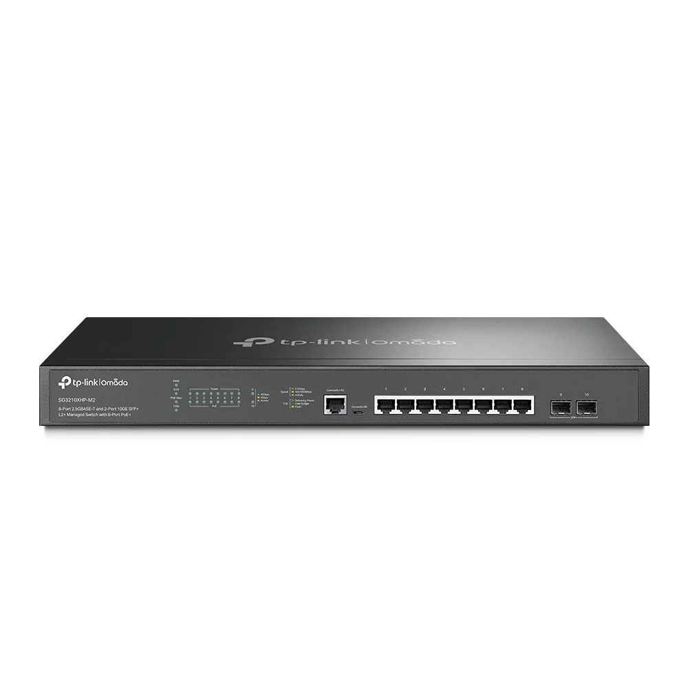 Switch gerido TP-Link Omada SG3210XHP-M2 8 portas 2.5G PoE+ com 2 SFP+ 10G
