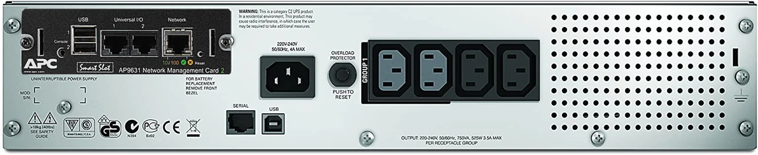 UPS Linha Interativa Rack 2U 750VA 500W APC Smart-UPS 230V Network Card LCD 4x C13 - Imagem 2