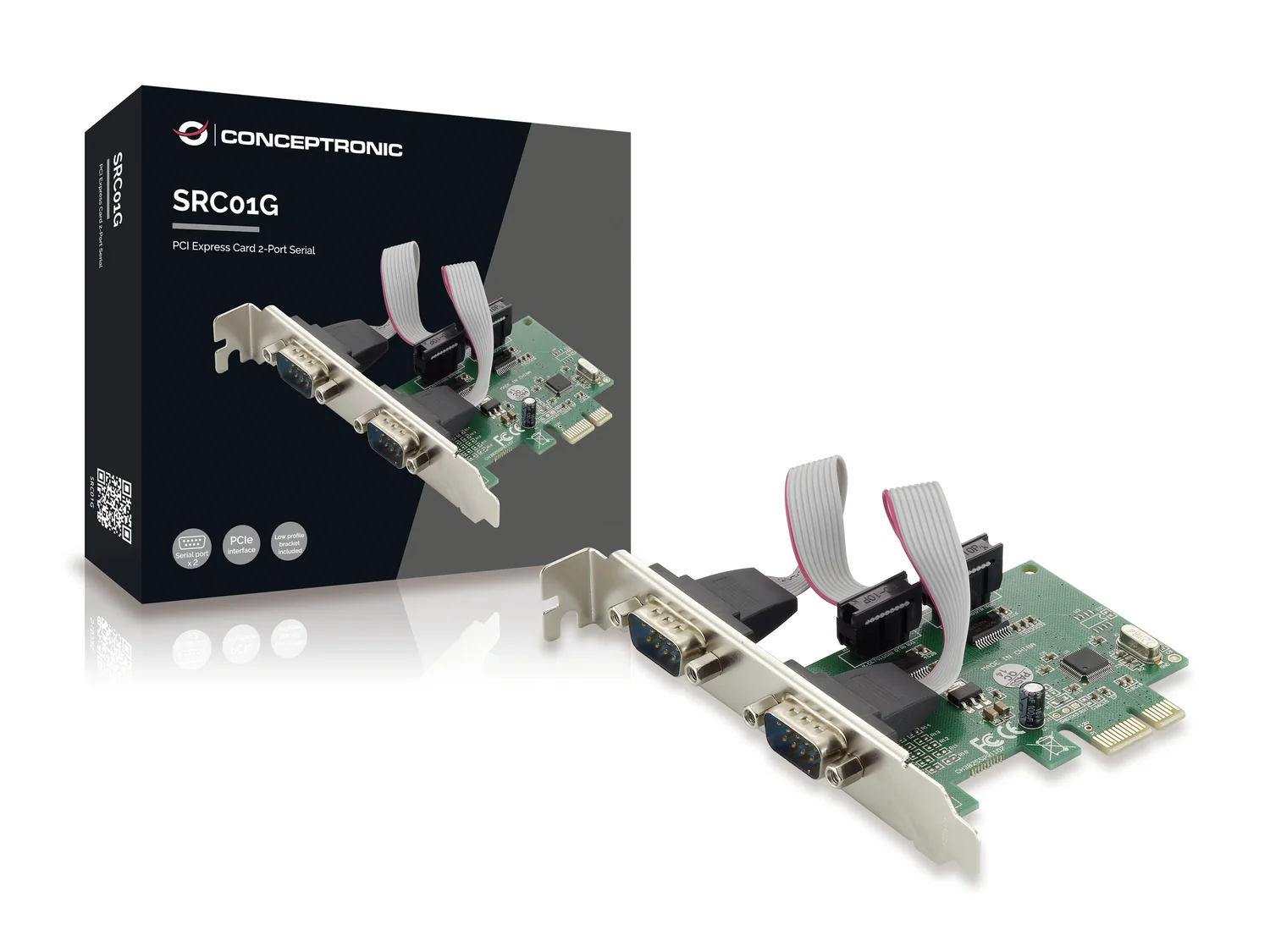 Placa PCIe Conceptronic SRC01G Adaptador 2 Portas Série RS-232 - Imagem 2