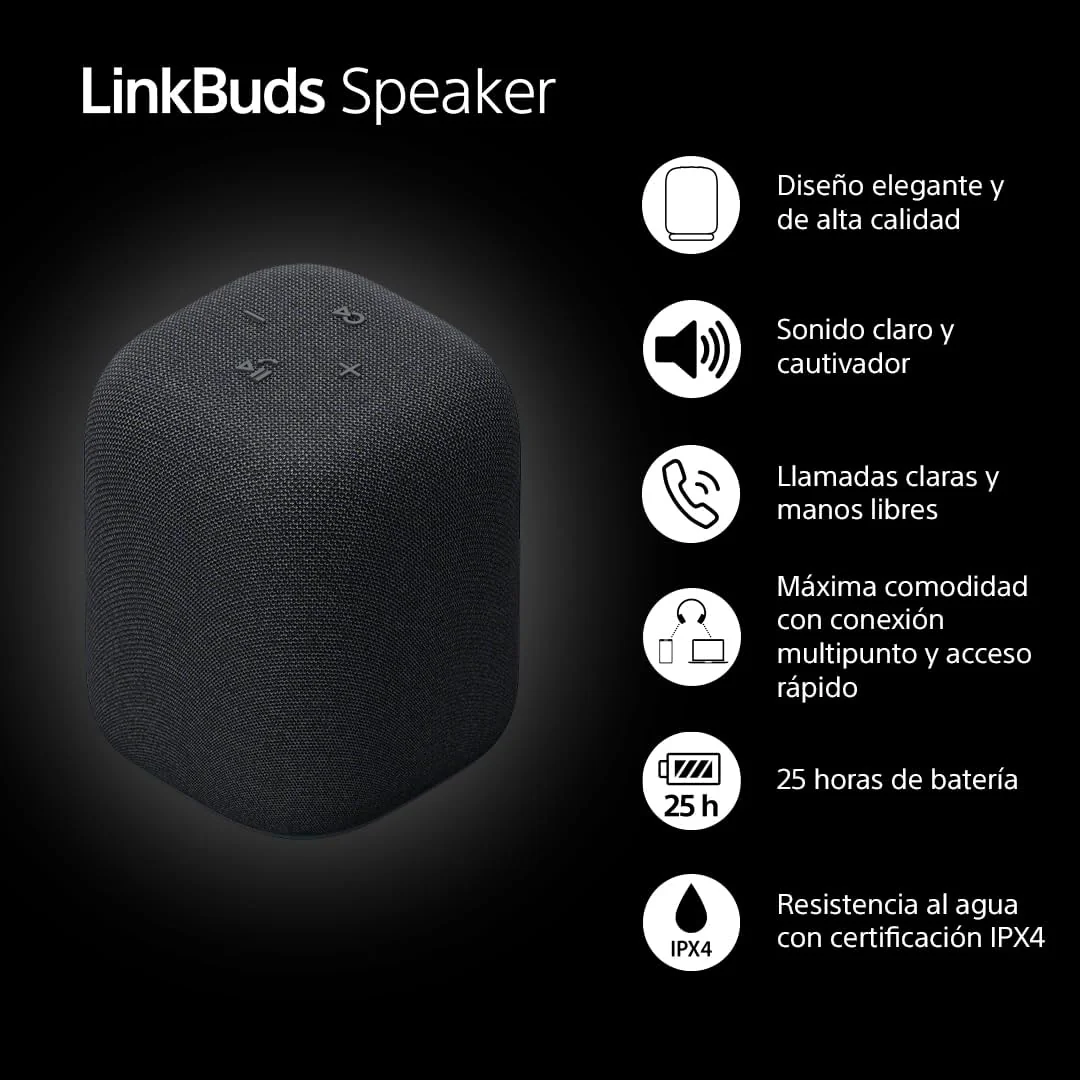 Coluna Portátil Sony LinkBuds SRS-LS1 Bluetooth Sem Fios Compacta Preto - Imagem 2