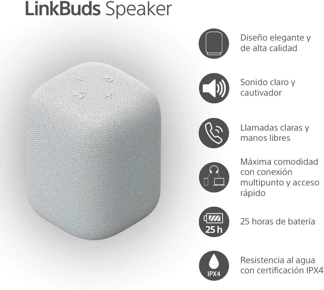 Coluna Bluetooth Portátil Sony LinkBuds SRS-LS1 Sem Fios, Prateado - Imagem 2
