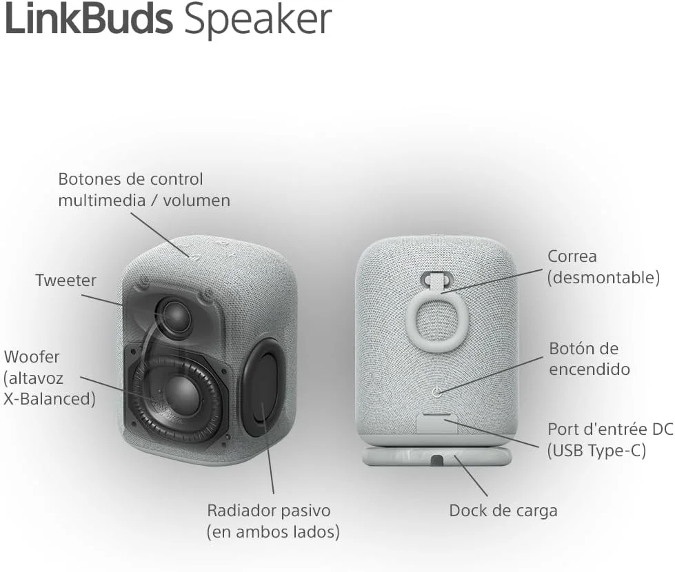Coluna Bluetooth Portátil Sony LinkBuds SRS-LS1 Sem Fios, Prateado - Imagem 11