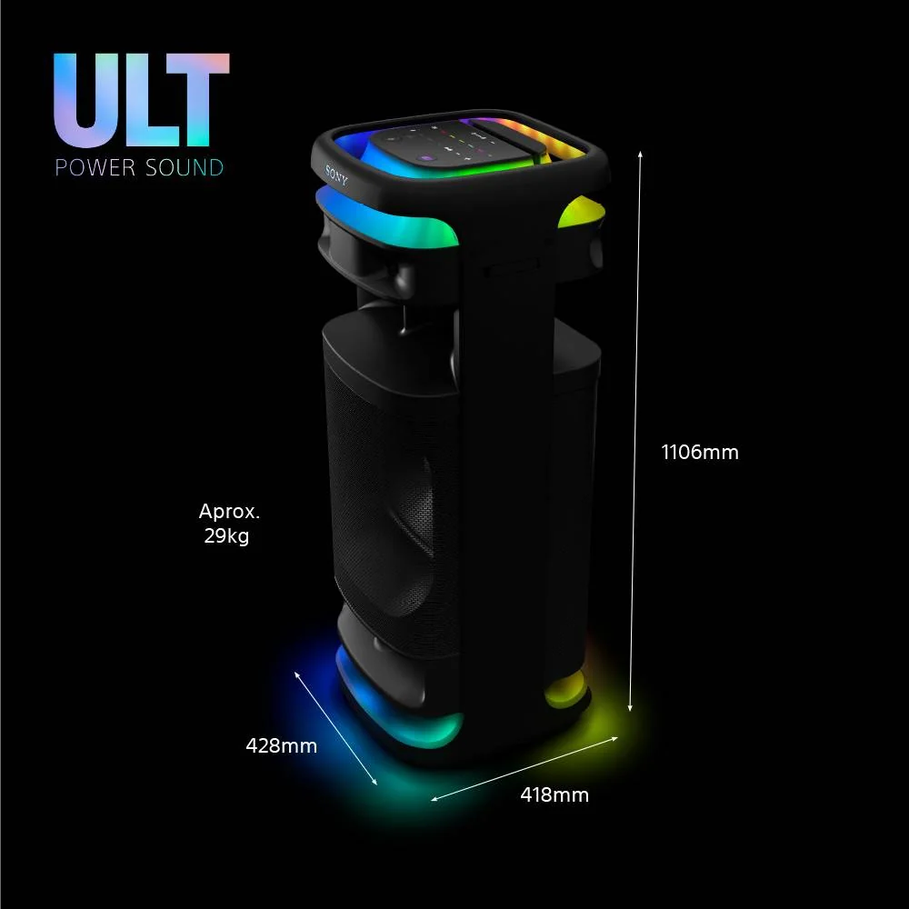 Coluna Sony SRS-ULT1000 HPA Graves Profundos 2 Modos ULT Iluminação 360 Multiponto Microfone Preto - Imagem 10