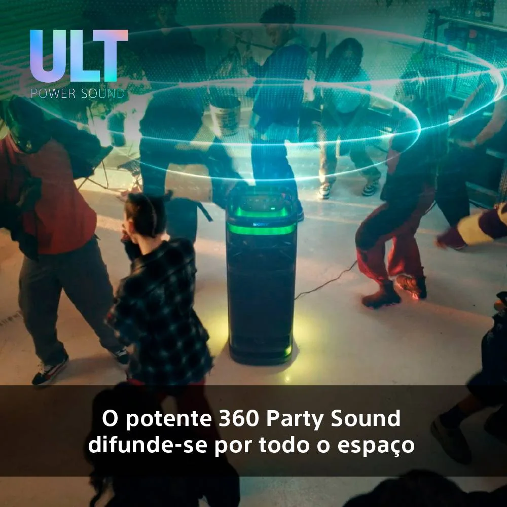 Coluna Sony SRS-ULT1000 HPA Graves Profundos 2 Modos ULT Iluminação 360 Multiponto Microfone Preto - Imagem 7