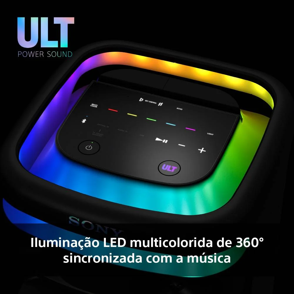 Coluna Sony SRS-ULT1000 HPA Graves Profundos 2 Modos ULT Iluminação 360 Multiponto Microfone Preto - Imagem 8