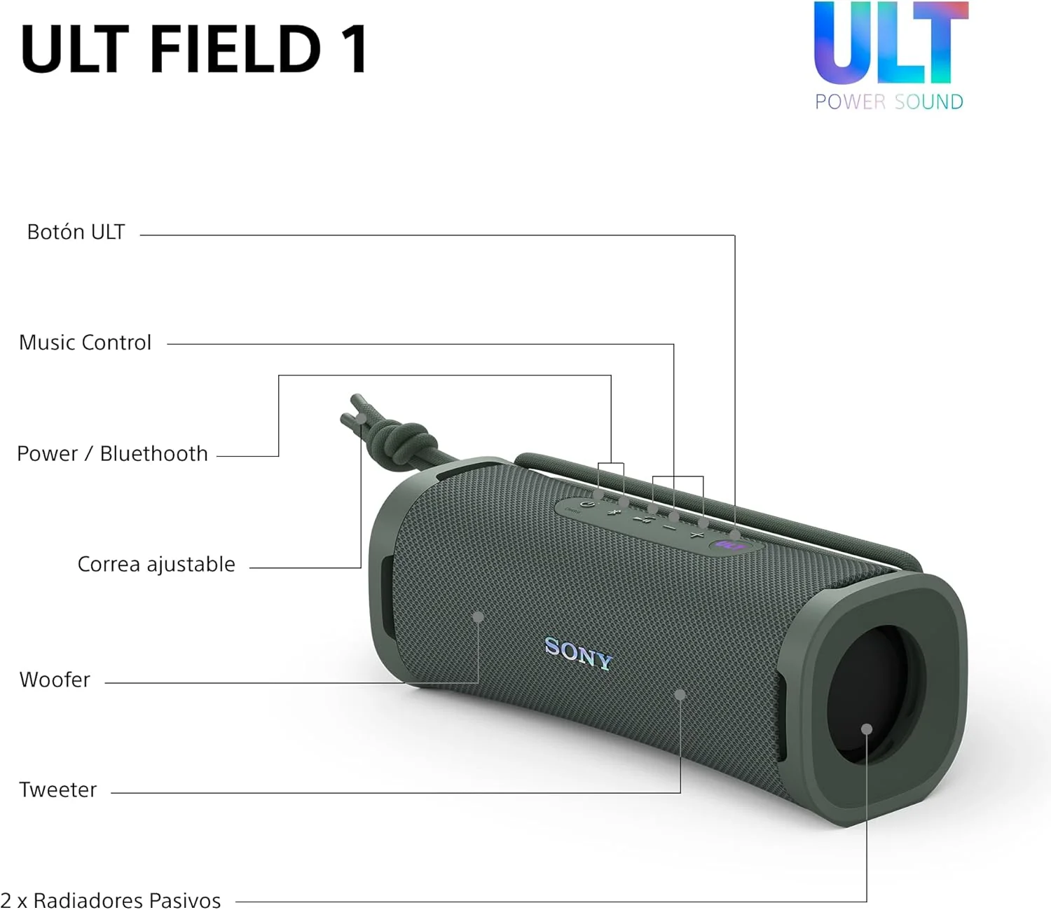 Coluna Bluetooth Portátil Sony SRS-ULT10 Bass Boost 12h IP67 Submergível 1m Cinza Esverdeado - Imagem 8