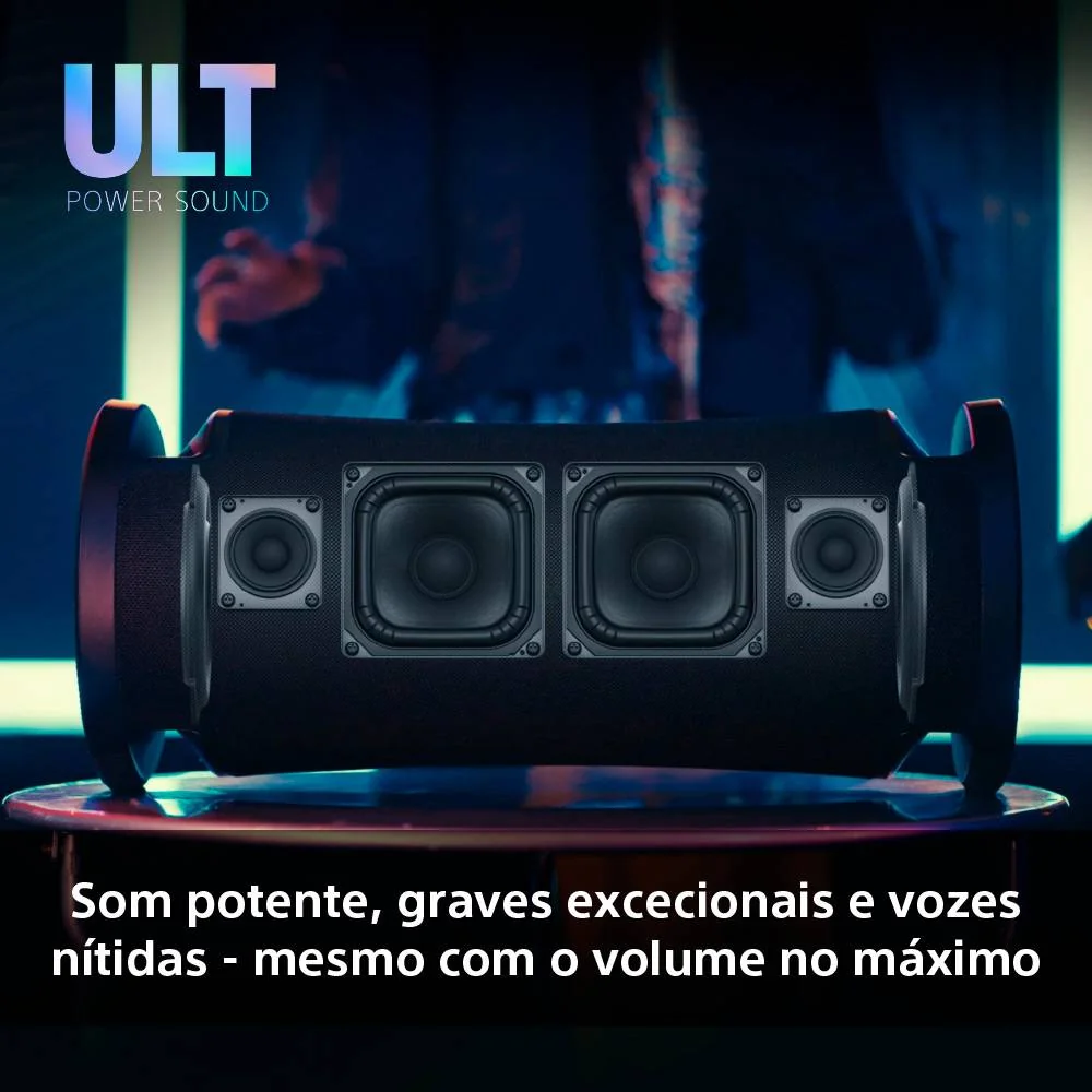 Coluna Sony SRS-ULT70 Bluetooth Portátil 30h 2 Modos ULT Bass Multiponto Iluminação Lateral Preto - Imagem 3