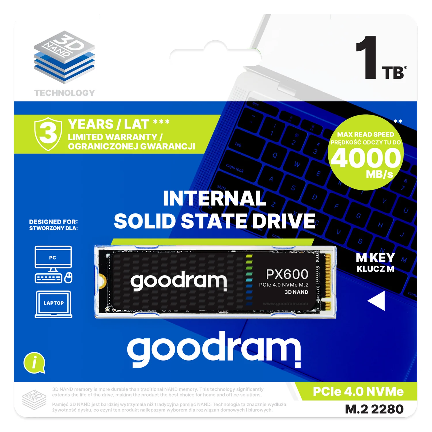 Disco SSD Goodram PX600 1TB PCIe 4.0 x4 M.2 2280 NVMe 5000MB/s - Imagem 3
