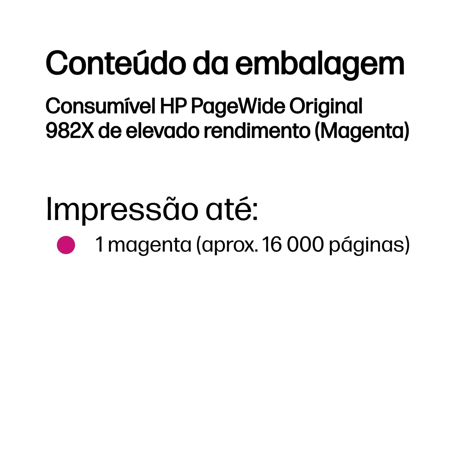 Tinteiro HP 982X PageWide Magenta Original 16000 Páginas Alto Rendimento - Imagem 3