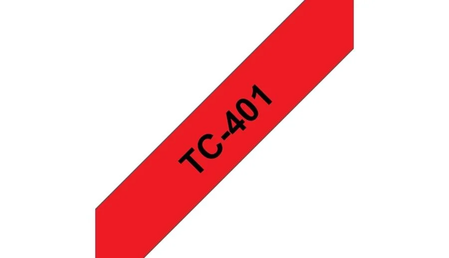 Fita laminada Brother TC-401 12mm preto sobre vermelho 7,7m P-Touch - Imagem 2