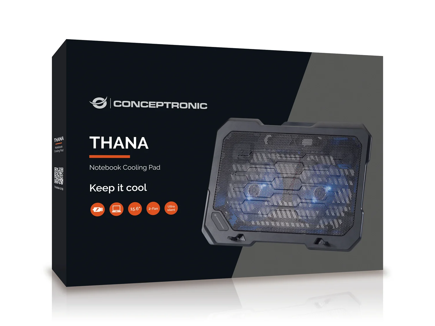 Base de Refrigeração para Portátil Conceptronic THANA01B 15.6" 2 Ventoinhas USB com LED Azul - Imagem 3
