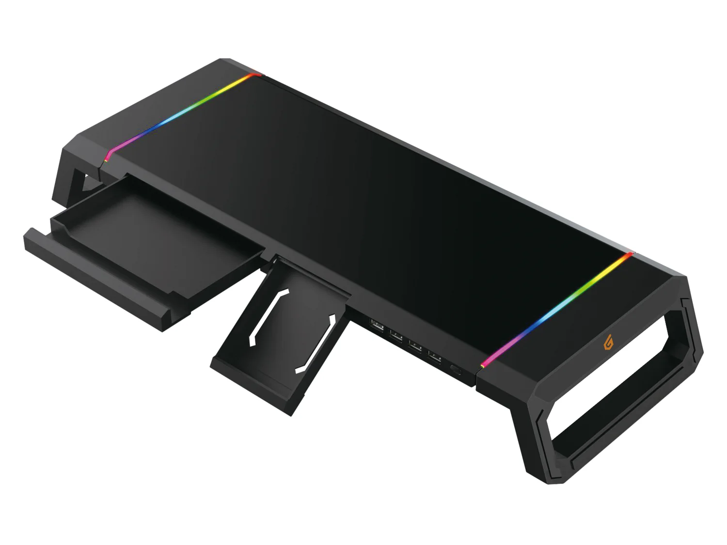 Suporte de monitor Conceptronic THORNE01B gaming com LED e hub USB preto - Imagem 2