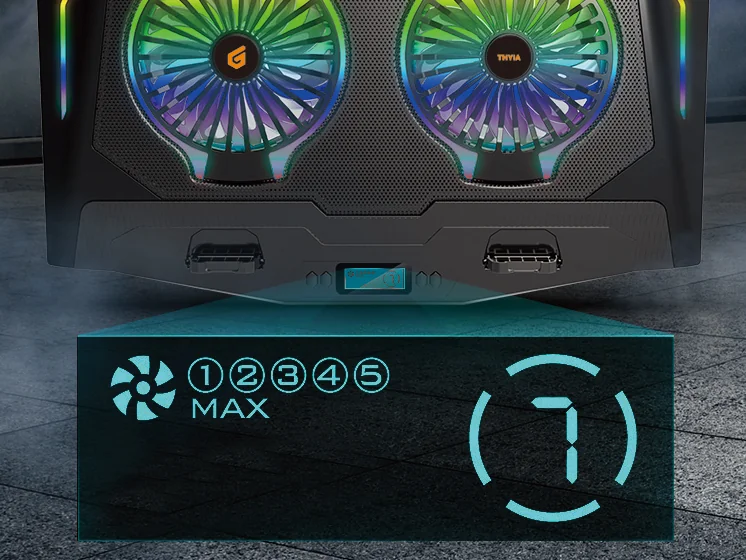Base de Arrefecimento Gaming para Portátil Conceptronic THYIA02B com 2 Ventiladores e Iluminação RGB até 17" Preto - Imagem 4