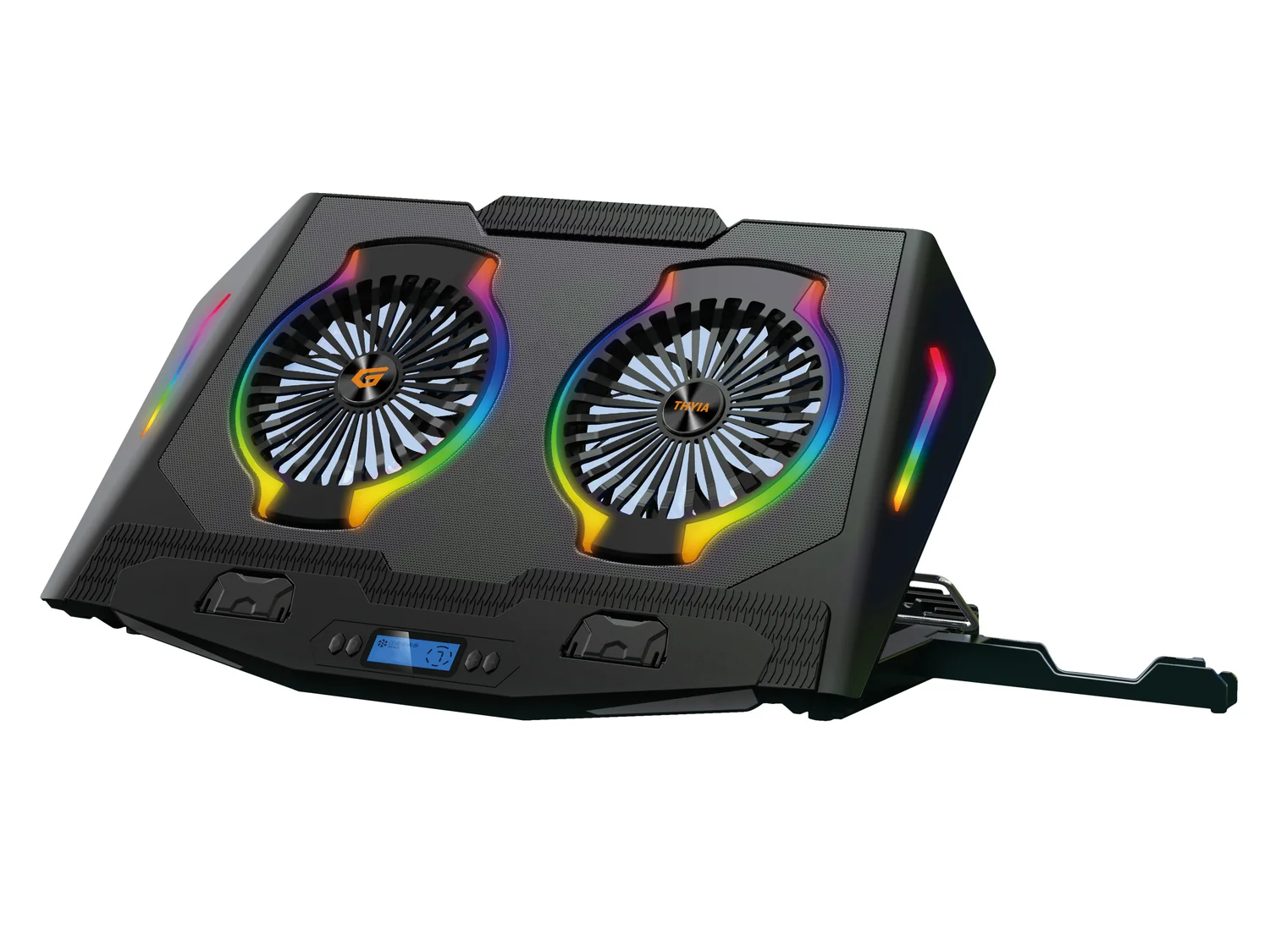 Base de Arrefecimento Gaming para Portátil Conceptronic THYIA02B com 2 Ventiladores e Iluminação RGB até 17" Preto - Imagem 1