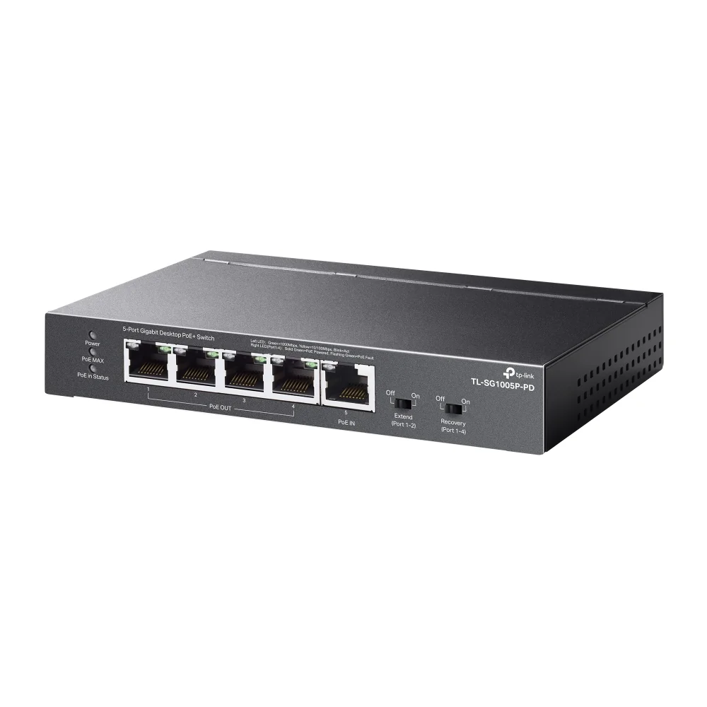 Switch de rede TP-Link TL-SG1005P-PD 5 portas Gigabit PoE++ in e PoE+ out - Imagem 3
