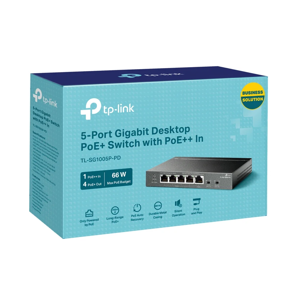 Switch de rede TP-Link TL-SG1005P-PD 5 portas Gigabit PoE++ in e PoE+ out - Imagem 6