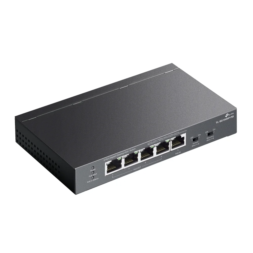 Switch de rede TP-Link TL-SG1005P-PD 5 portas Gigabit PoE++ in e PoE+ out - Imagem 4