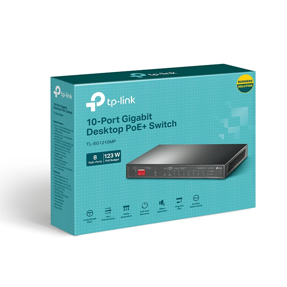 Switch de rede TP-Link TL-SG1210MP 10 portas Gigabit 8 portas PoE+ não gerido preto - Imagem 4