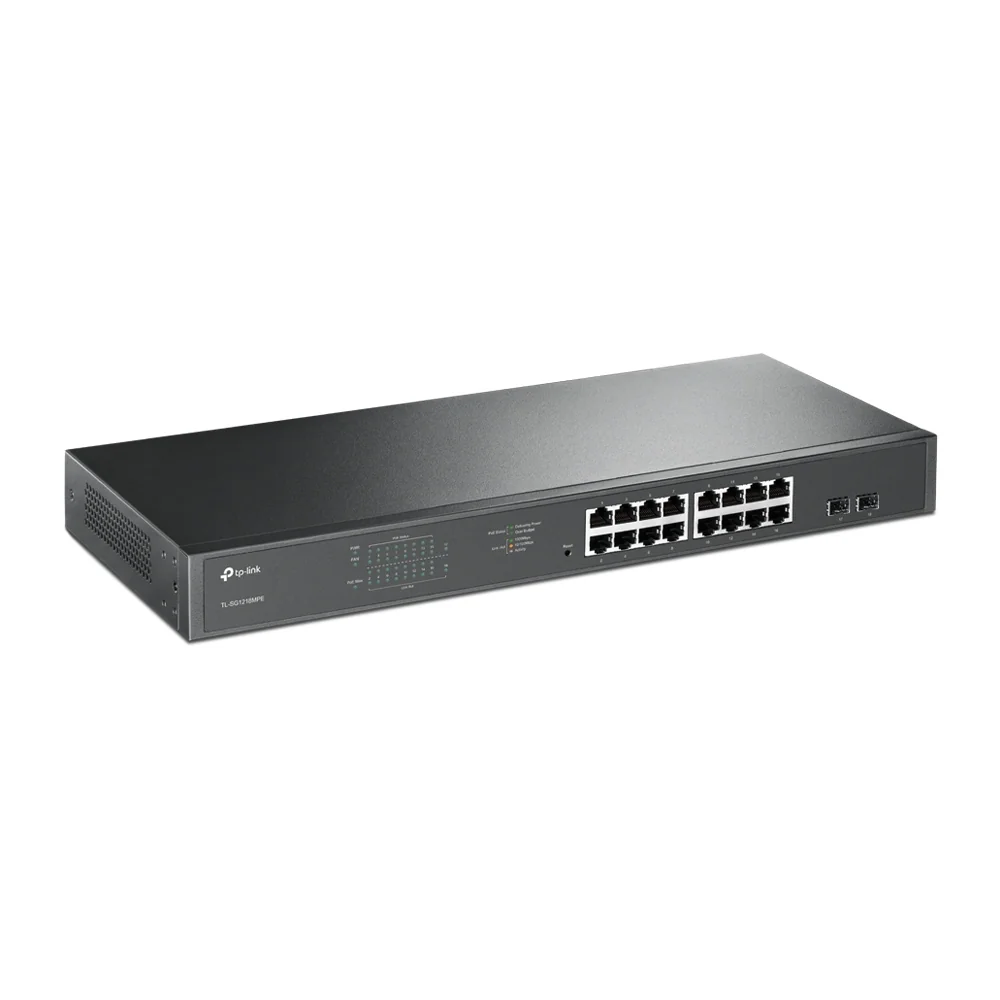 Switch de rede TP-Link TL-SG1218MPE 18 portas Gigabit 16 PoE+ gerido L2 Easy Smart preto - Imagem 2