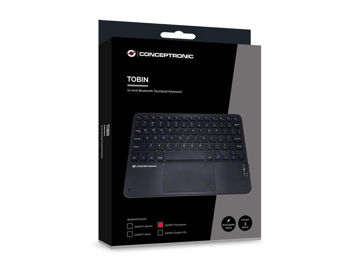 Teclado Bluetooth Conceptronic Tobin 10 Polegadas QWERTY Português com Touchpad Preto - Imagem 6
