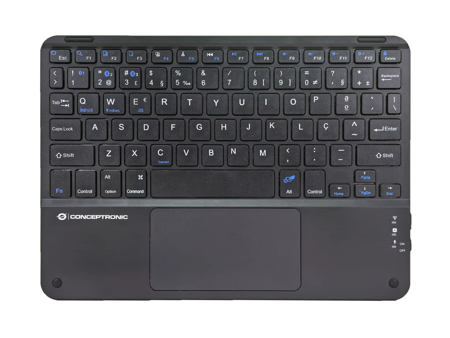 Teclado Bluetooth Conceptronic Tobin 10 Polegadas QWERTY Português com Touchpad Preto