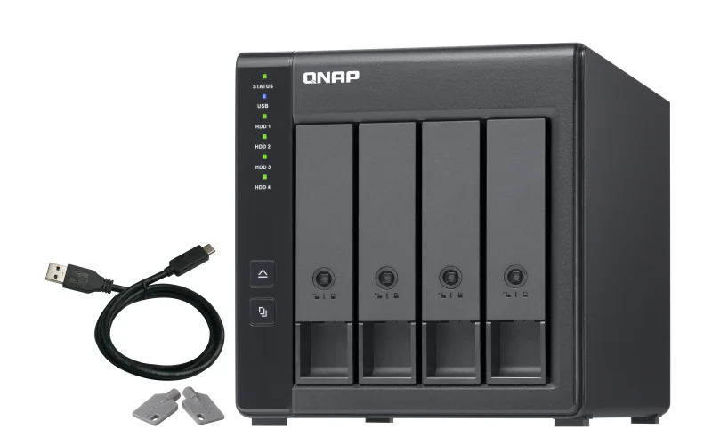 Caixa para discos QNAP TR-004 4 baías 2,5/3,5 polegadas USB 3.2 RAID hardware DAS