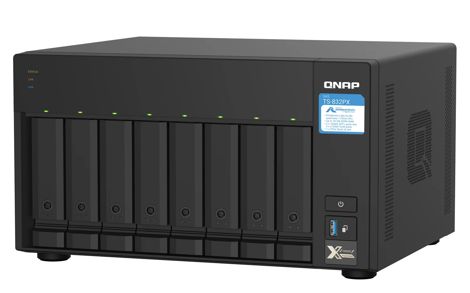 Servidor NAS QNAP TS-832PX-4G 8 Baías Quad-Core 1.7GHz 4GB RAM 2x 10GbE SFP+ 2x 2.5GbE - Imagem 5