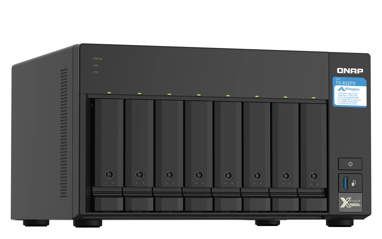 Servidor NAS QNAP TS-832PX-4G 8 Baías Quad-Core 1.7GHz 4GB RAM 2x 10GbE SFP+ 2x 2.5GbE - Imagem 2