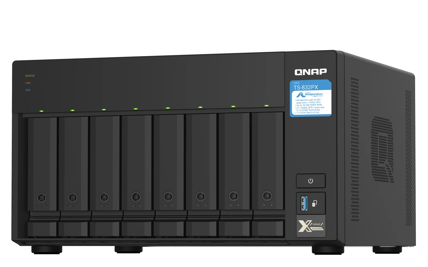 Servidor NAS QNAP TS-832PX-4G 8 Baías Quad-Core 1.7GHz 4GB RAM 2x 10GbE SFP+ 2x 2.5GbE - Imagem 4