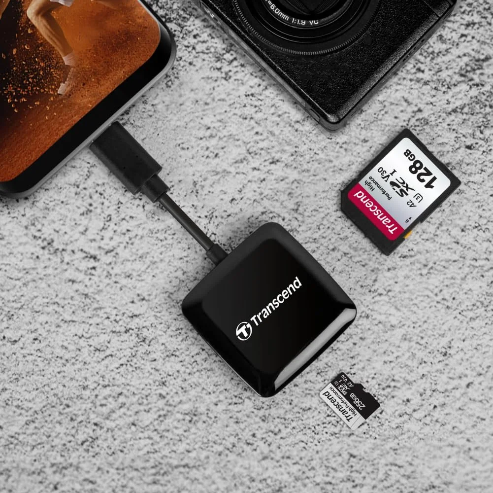 Leitor de Cartões Transcend SD/MicroSD USB 3.2 Gen 1 Type-C Preto - Imagem 4