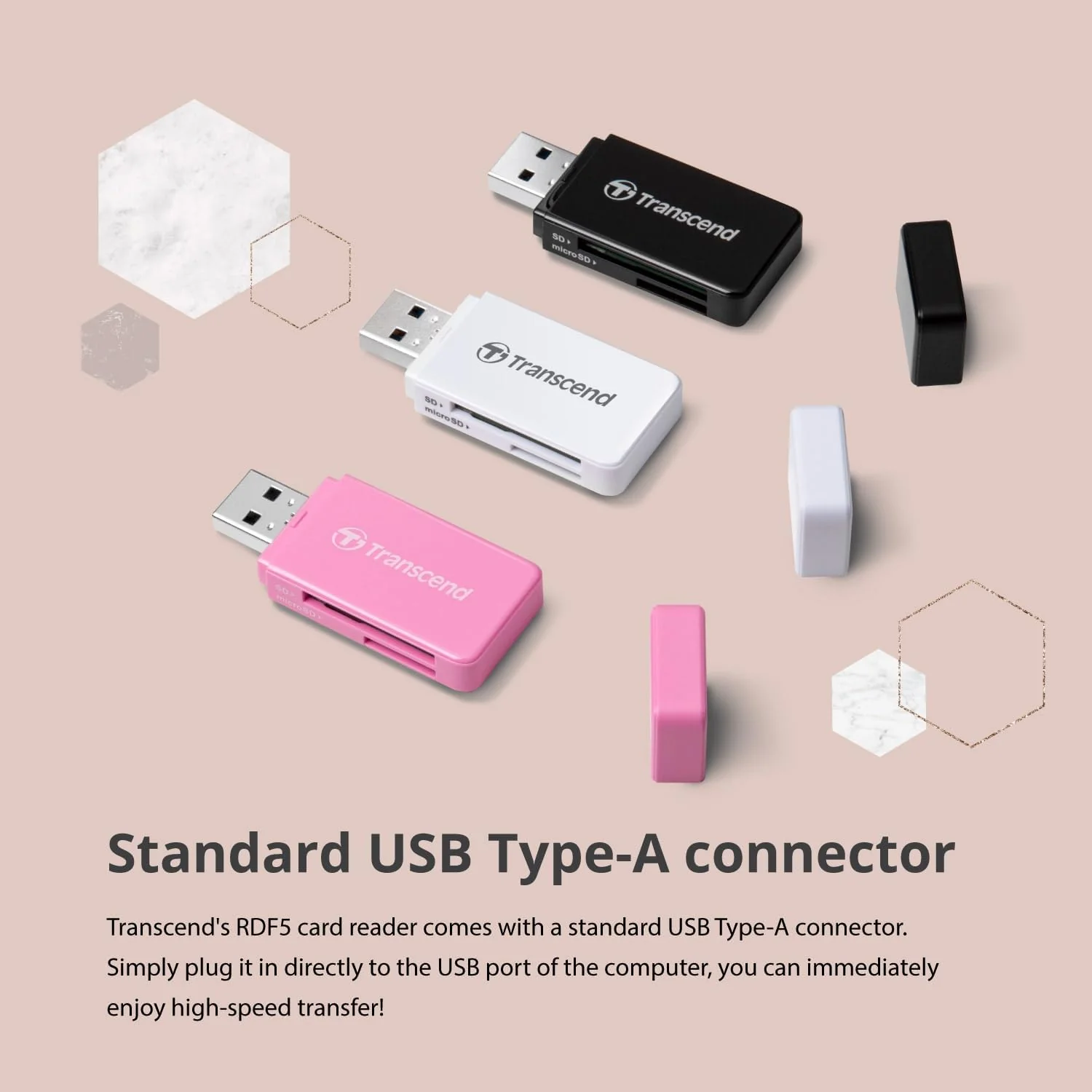 Leitor de cartões Transcend TS-RDF5K SD e microSD USB 3.1 Gen 1 portátil preto - Imagem 6