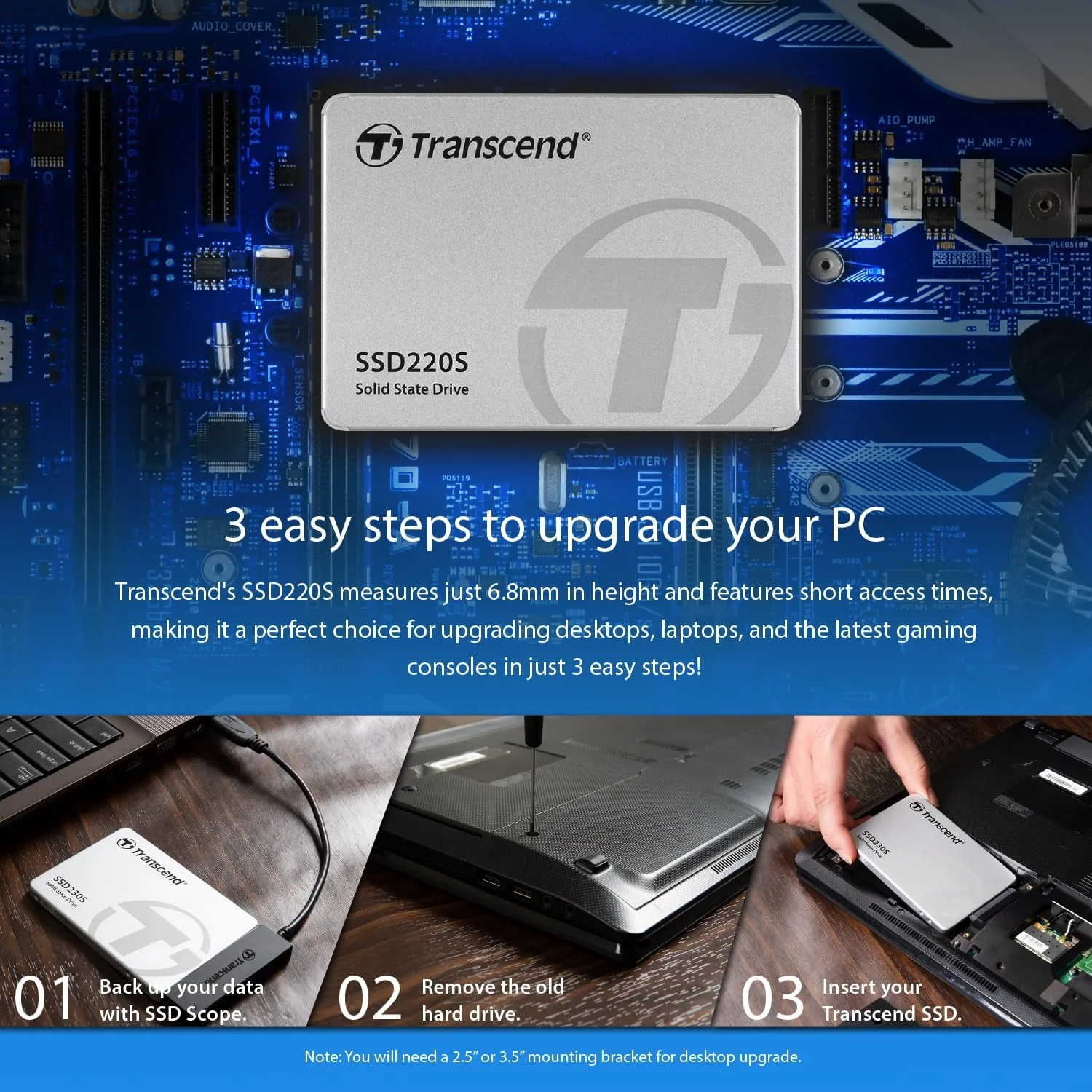 Disco SSD Transcend SSD220S 120 GB 2,5 polegadas SATA III TLC com caixa alumínio - Imagem 8