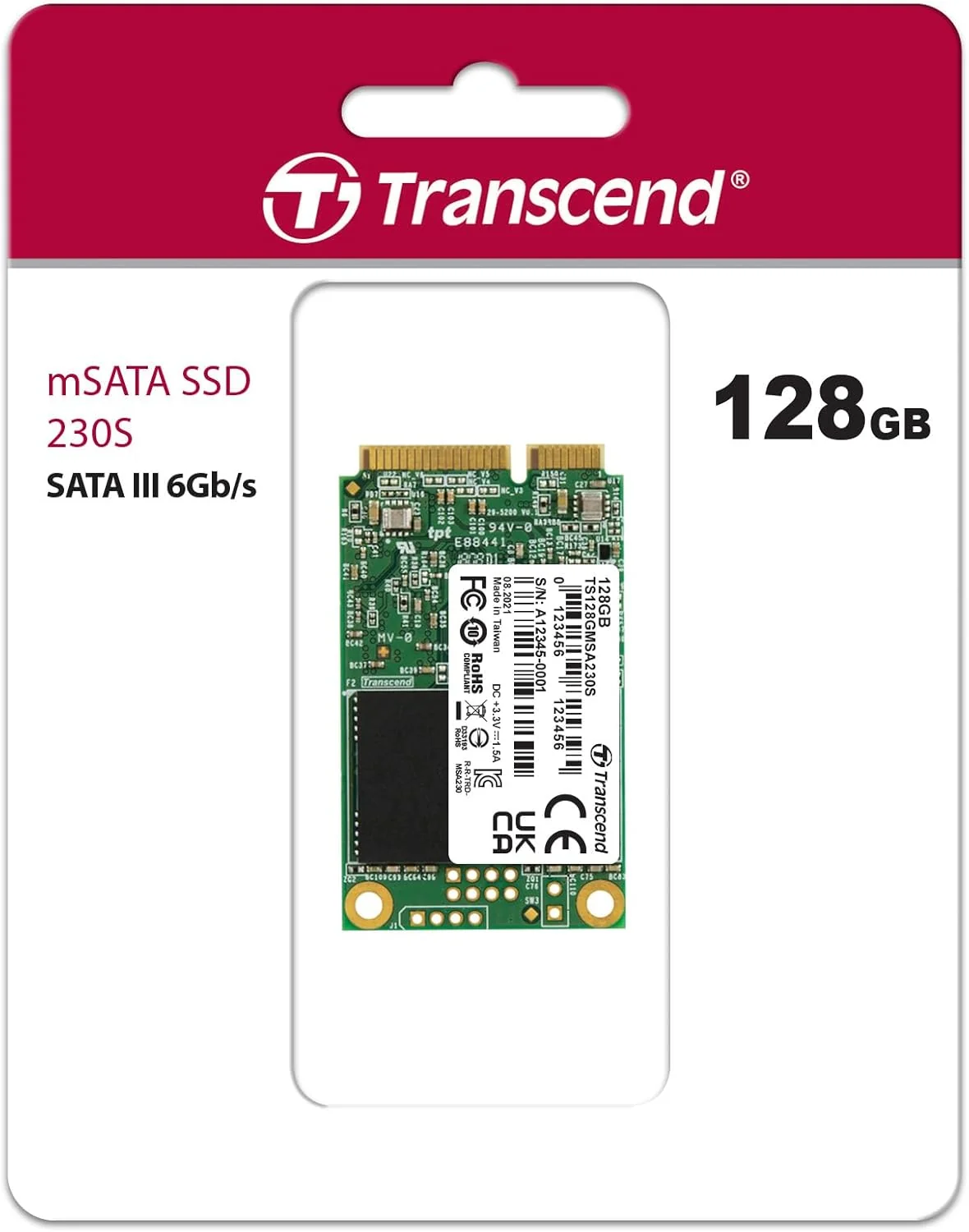 Disco SSD interno mSATA 128GB Transcend MSA230S SATA III 3D TLC - Imagem 2