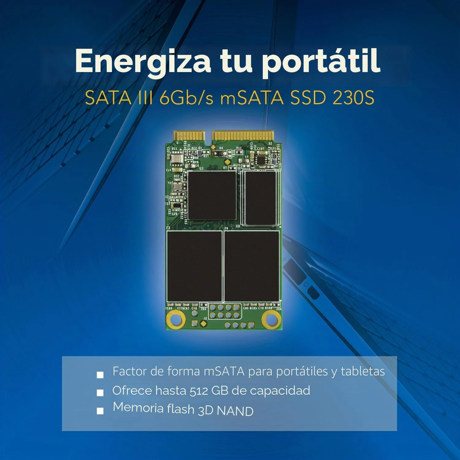 Disco SSD interno mSATA 128GB Transcend MSA230S SATA III 3D TLC - Imagem 3