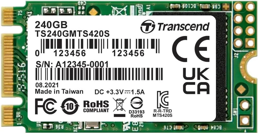 Disco SSD interno Transcend MTS420S 240GB M.2 2242 SATA III TLC B+M Key - Imagem 1