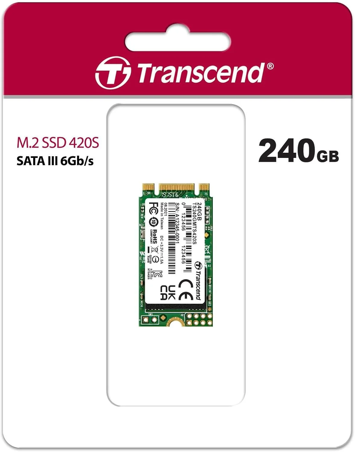 Disco SSD interno Transcend MTS420S 240GB M.2 2242 SATA III TLC B+M Key - Imagem 2