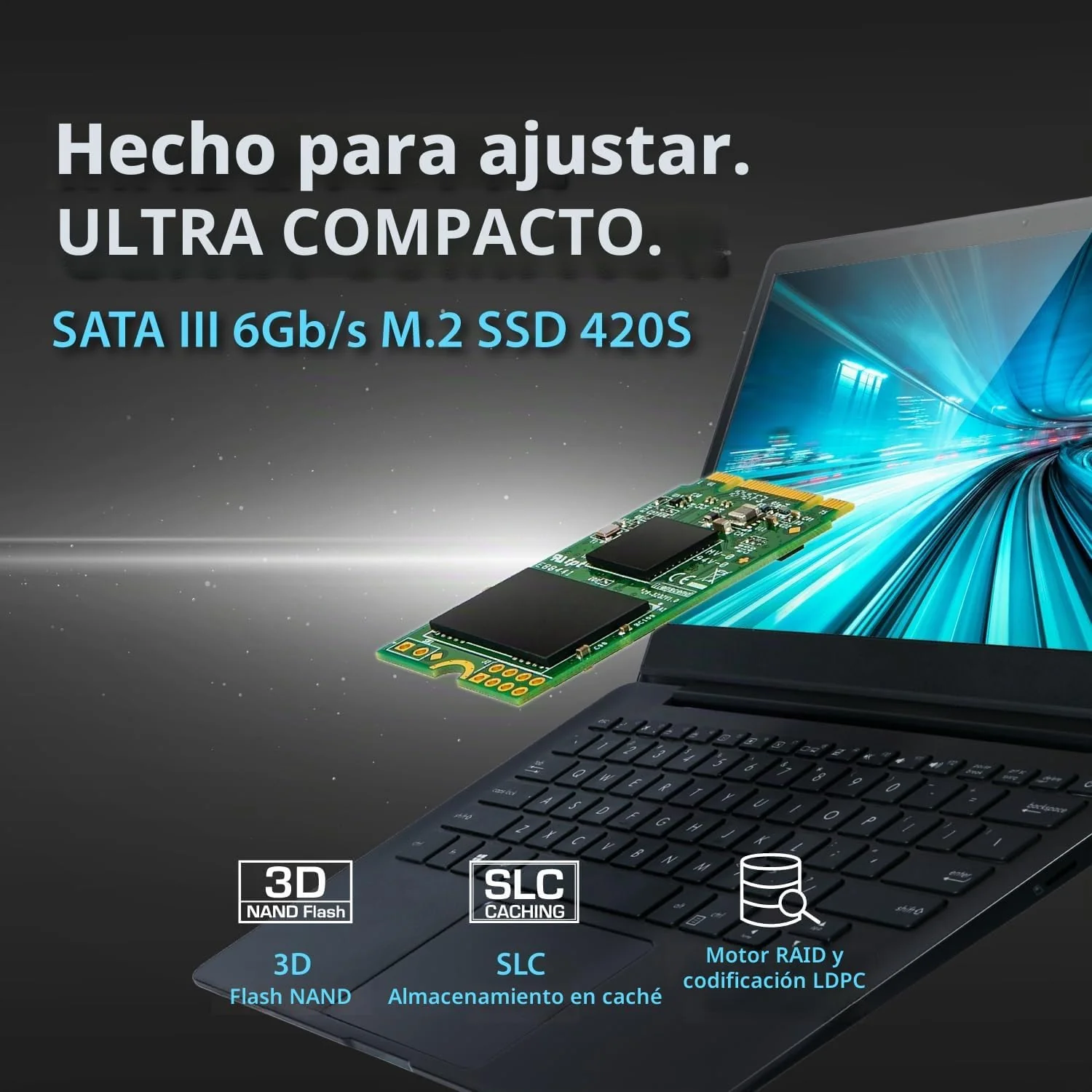 Disco SSD interno Transcend MTS420S 240GB M.2 2242 SATA III TLC B+M Key - Imagem 3