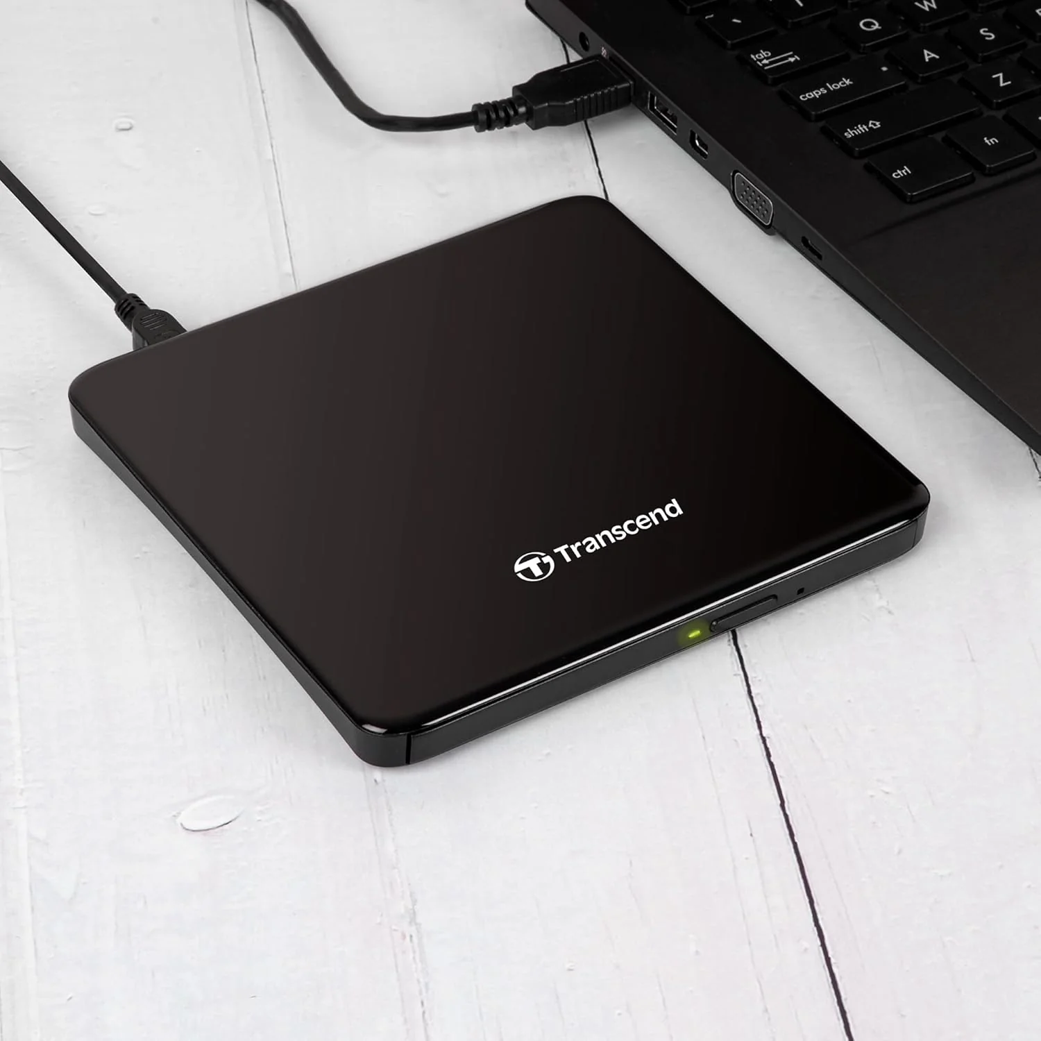 Gravador DVD externo Transcend 8X Slim USB preto - Imagem 2