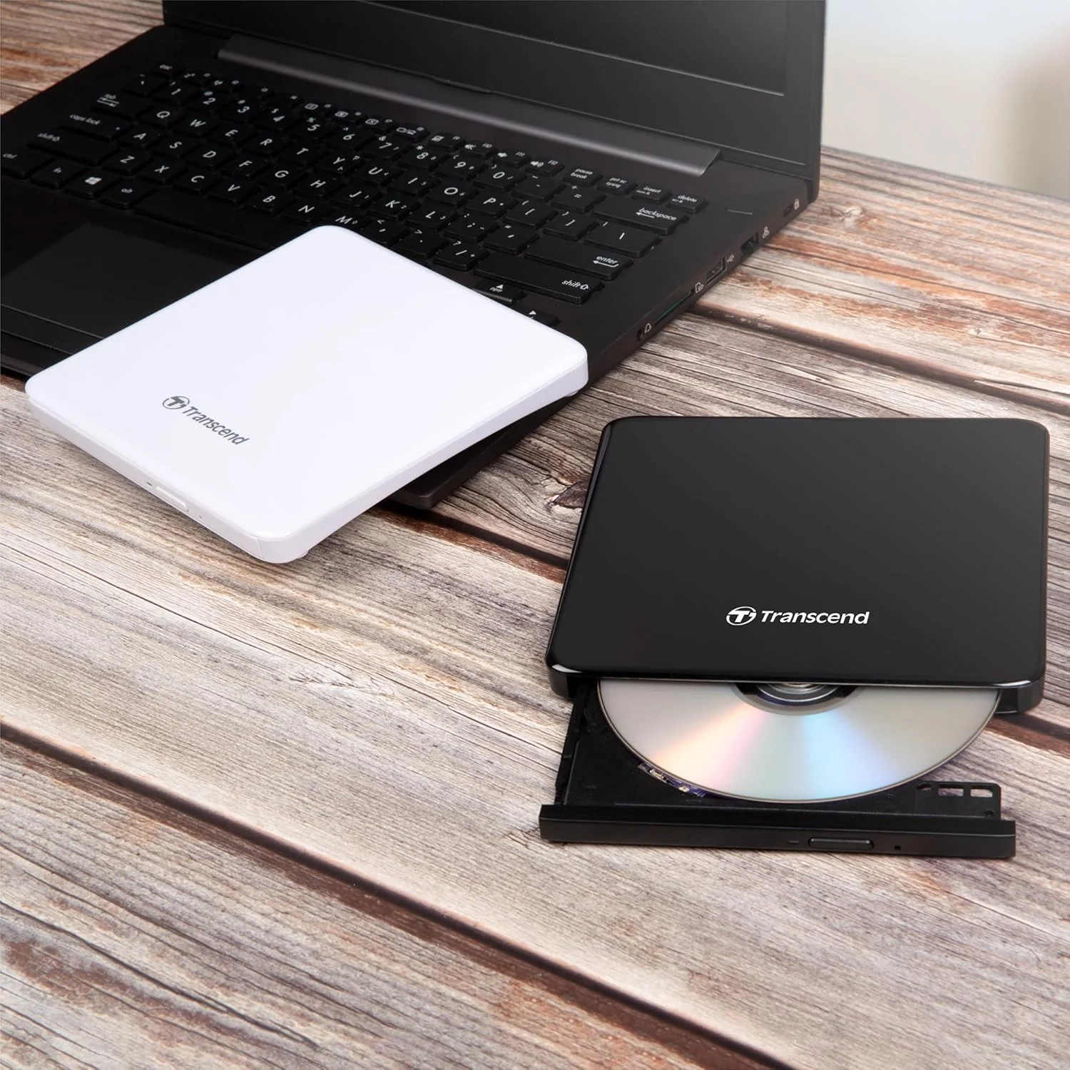 Gravador DVD externo Transcend 8X Slim USB preto - Imagem 4