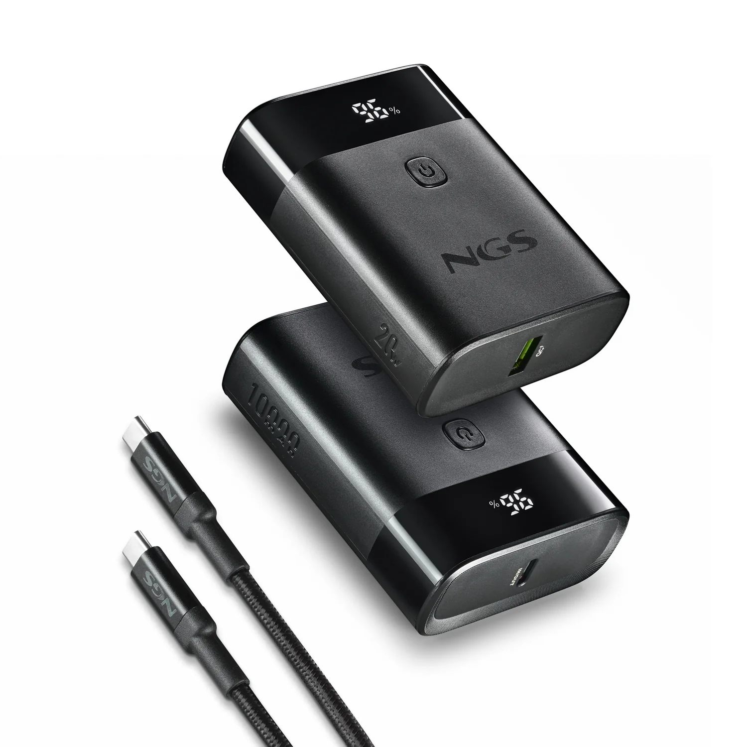 Power Bank NGS Twix 10 10000mAh 22,5W USB-C + USB-A com Visor LED Preto - Imagem 3