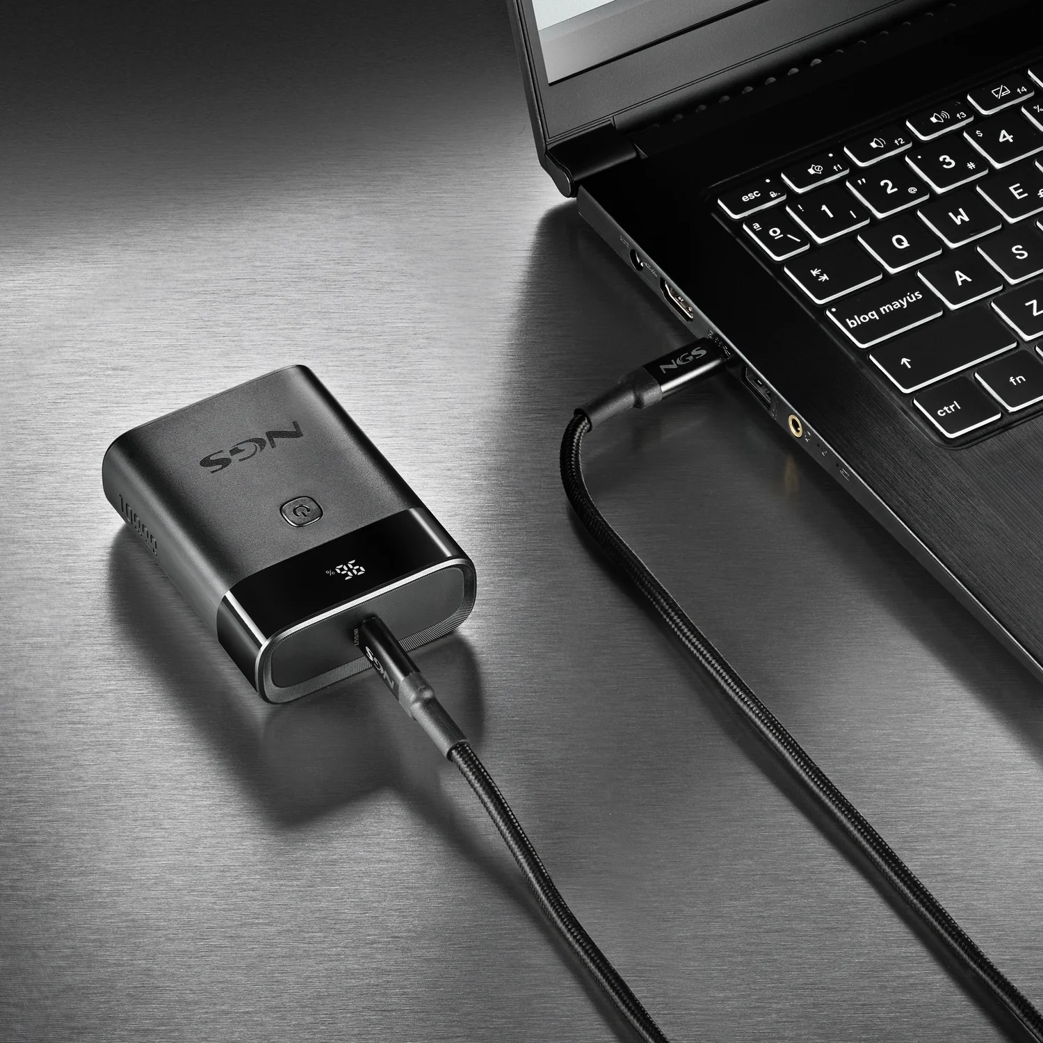 Power Bank NGS Twix 10 10000mAh 22,5W USB-C + USB-A com Visor LED Preto - Imagem 4