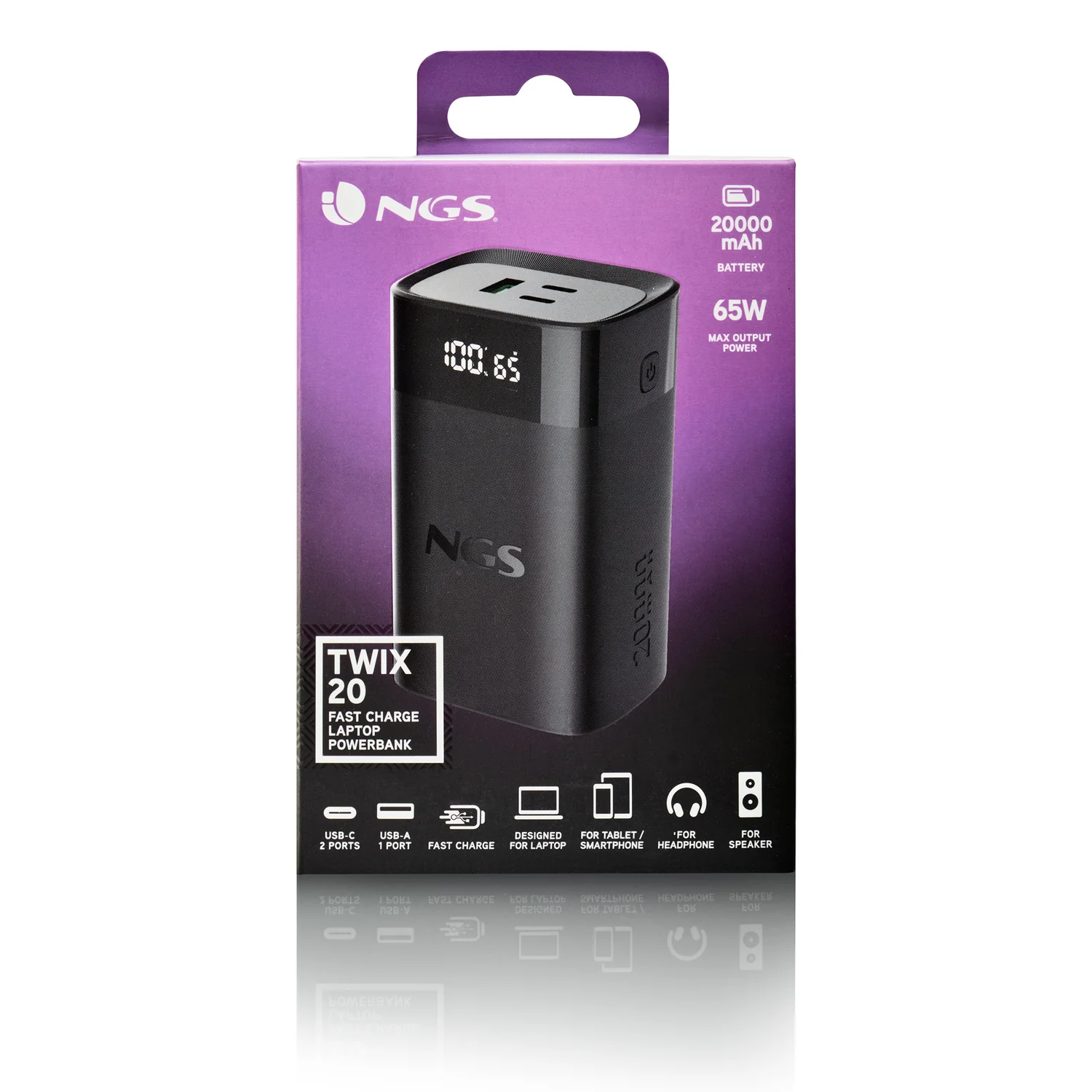 Bateria Externa NGS TWIX 20 20000mAh 65W USB-C + USB-A com Ecrã LED - Imagem 8