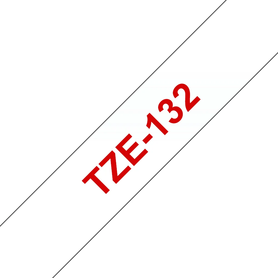 Fita laminada Brother TZE-132 12mm vermelho sobre transparente 8m P-Touch - Imagem 1