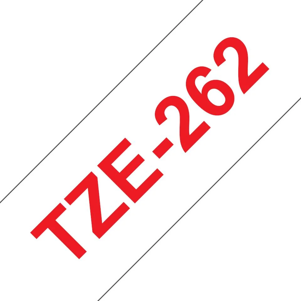 Fita para etiquetadora Brother TZe-262 36mm Vermelho sobre Branco Laminada - Imagem 1