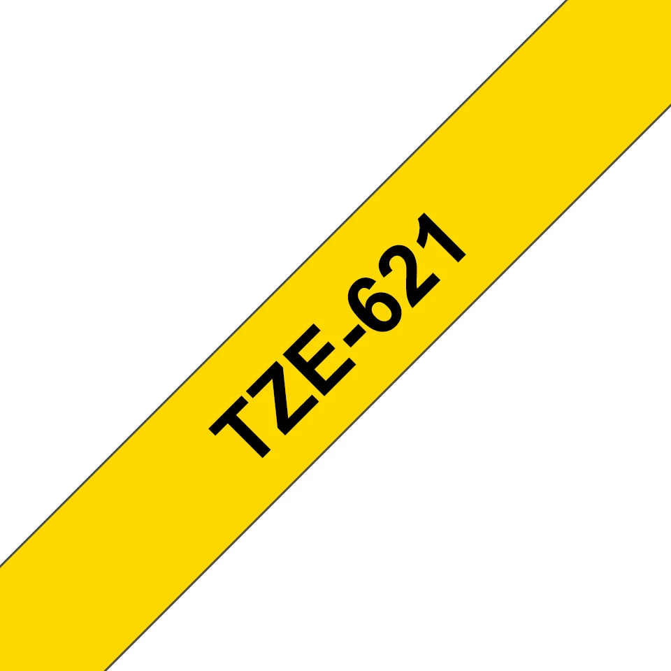 Fita laminada Brother TZe-621 9mm preto sobre amarelo P-Touch 8m