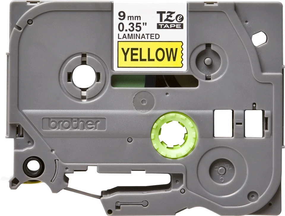 Fita laminada Brother TZe-621 9mm preto sobre amarelo P-Touch 8m - Imagem 2
