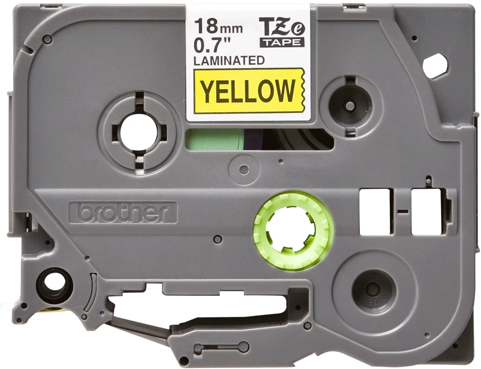 Fita laminada Brother TZE-641 18mm preto sobre amarelo 8m para P-touch