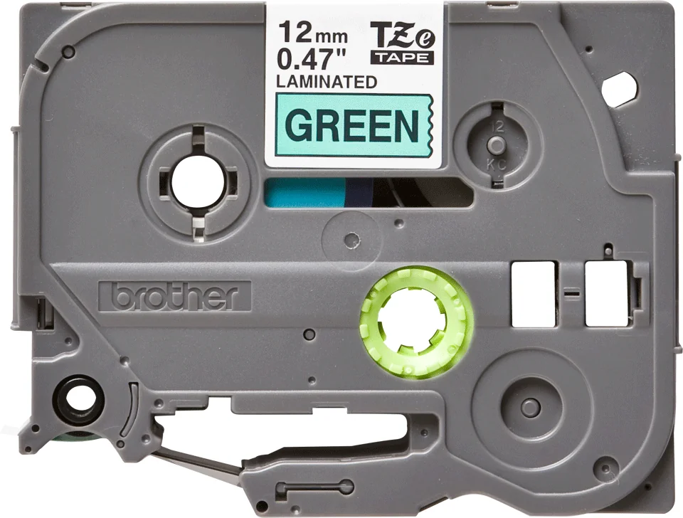 Fita laminada Brother TZE-731 12 mm preto sobre verde para P-Touch - Imagem 2