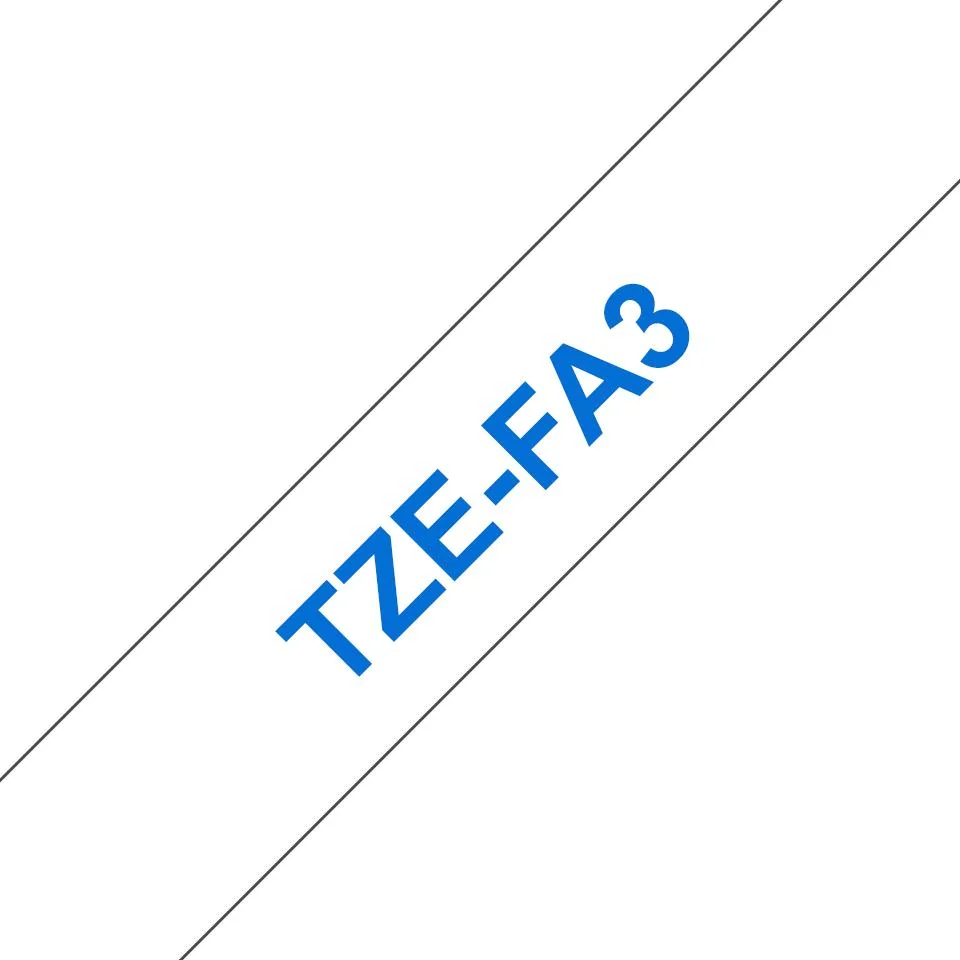 Fita de etiquetas têxtil 12 mm x 3 m azul sobre branco Brother TZE-FA3