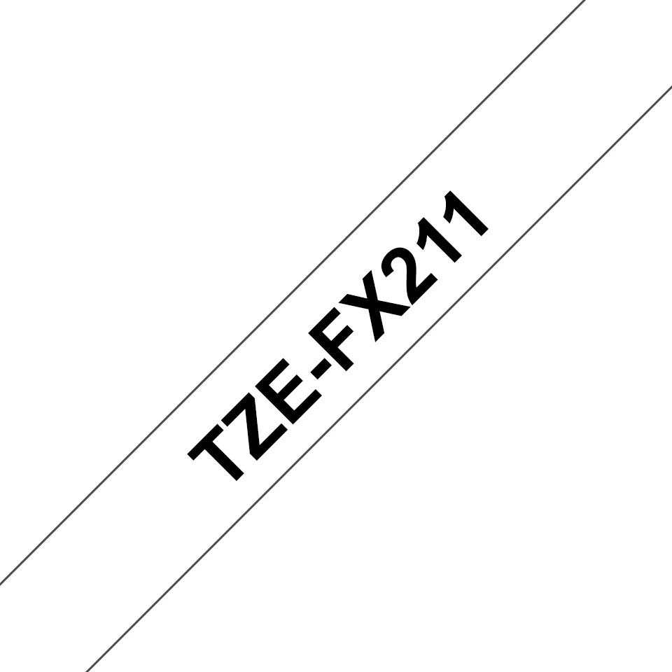Fita laminada flexível Brother TZe-FX211 6mm x 8m preto sobre branco